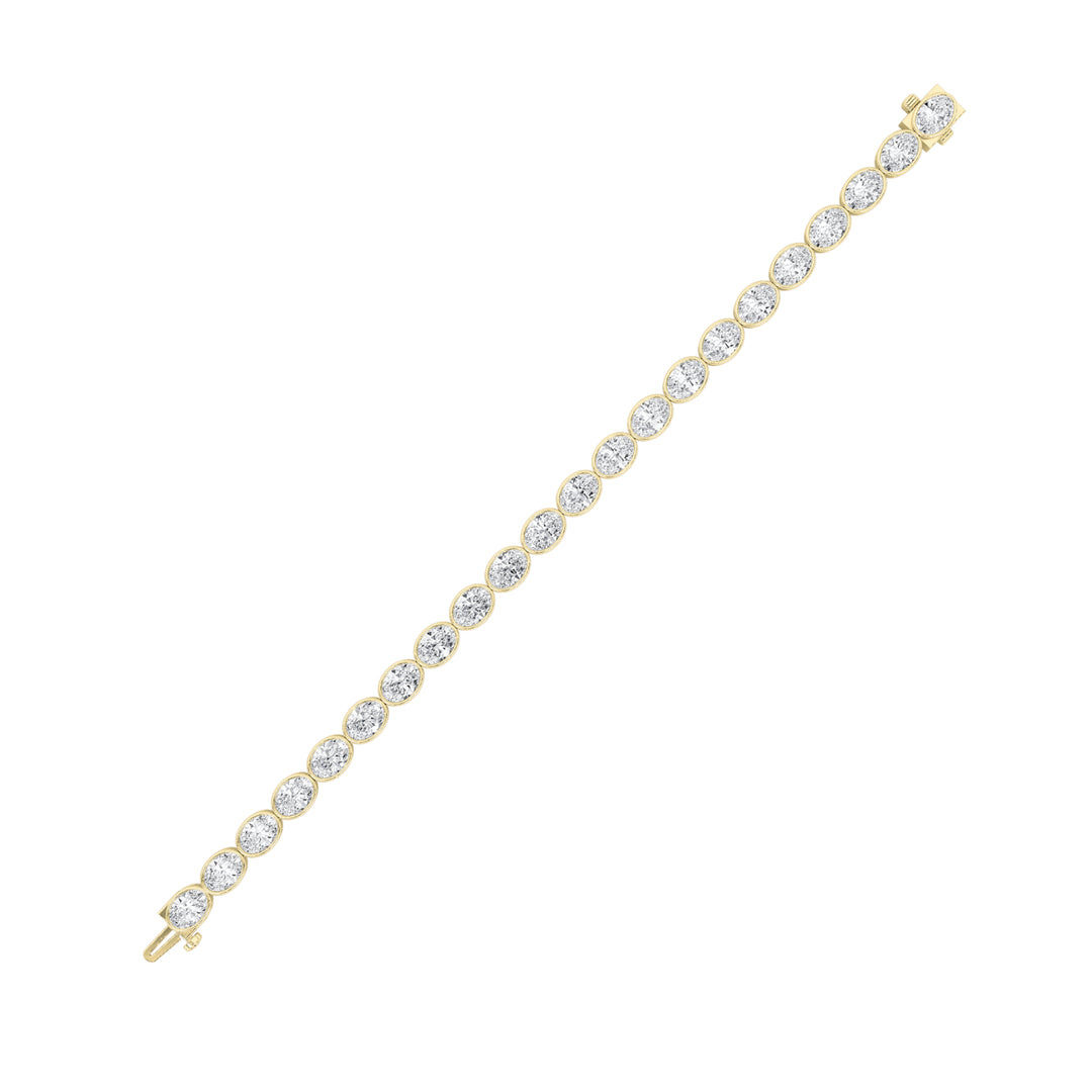 15Cttw Oval Shaped Lab Grown Diamond (F/VS) East West Bezel Set Bracelet in 14K Gold
