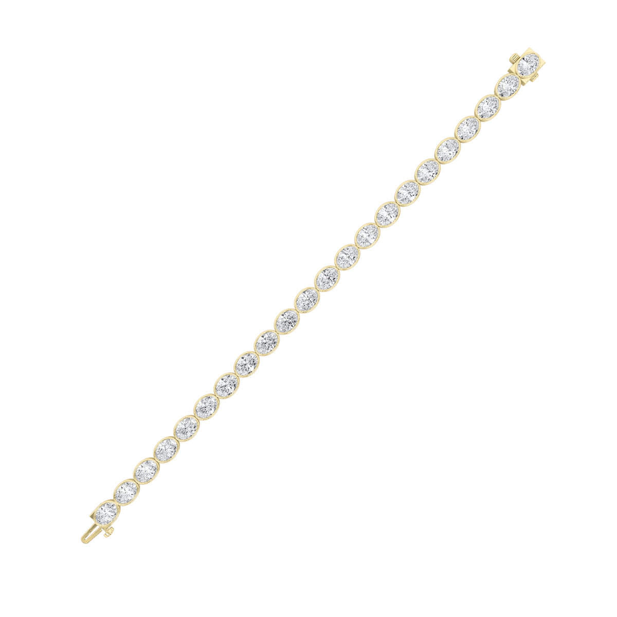 15Cttw Oval Shaped Lab Grown Diamond (F/VS) East West Bezel Set Bracelet in 14K Gold