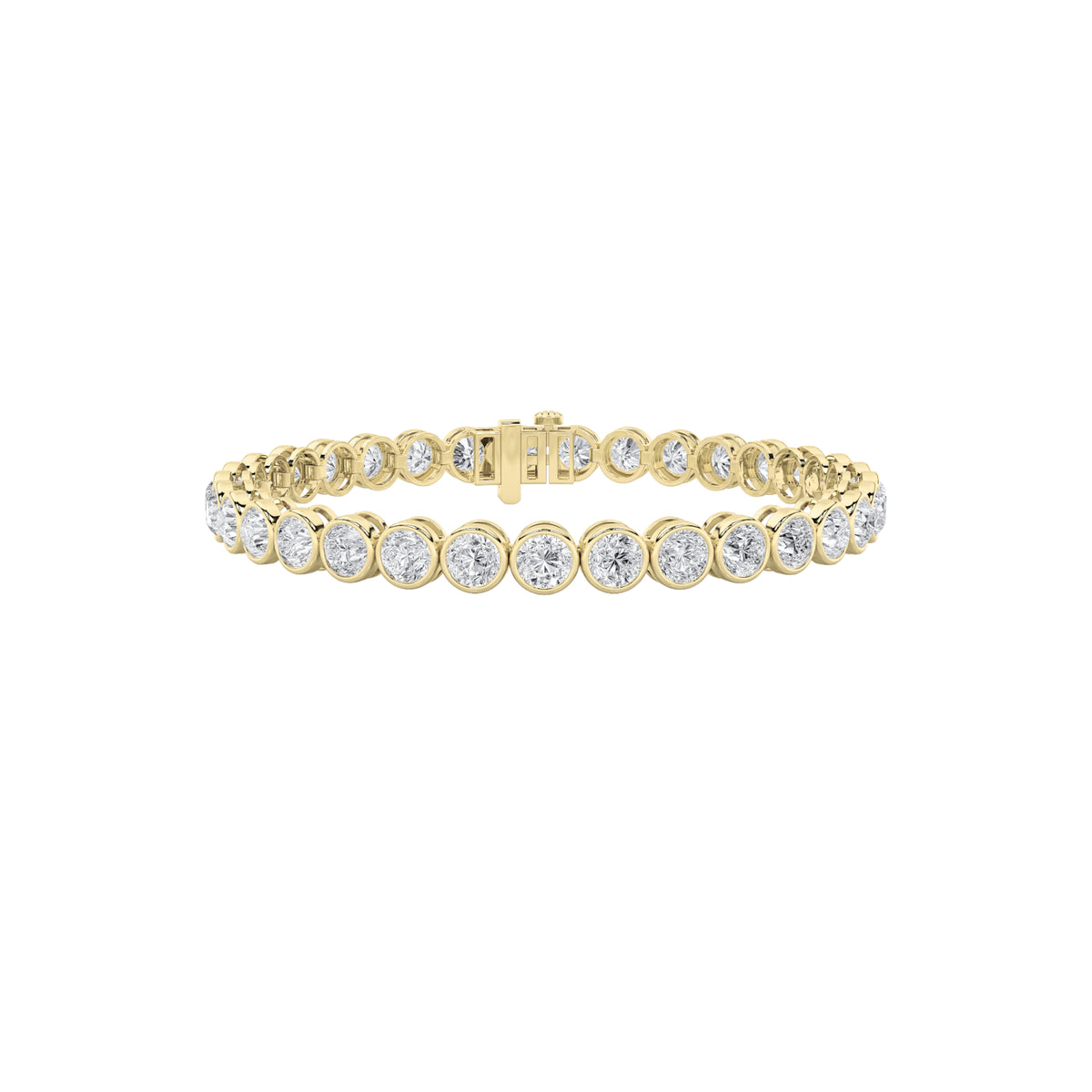 10Cttw Round Shaped Lab Grown Diamond (F/VS) EastWest Bezel Set Bracelet in 14K Gold
