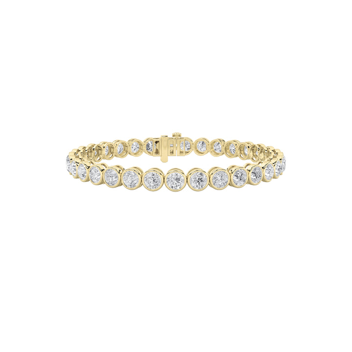 10Cttw Round Shaped Lab Grown Diamond (F/VS) EastWest Bezel Set Bracelet in 14K Gold