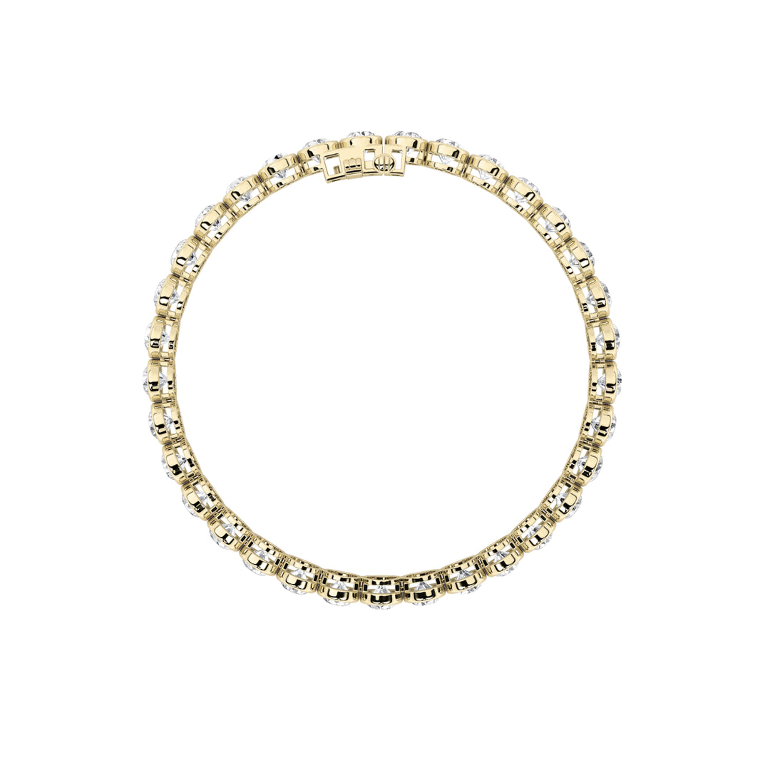 10Cttw Round Shaped Lab Grown Diamond (F/VS) EastWest Bezel Set Bracelet in 14K Gold