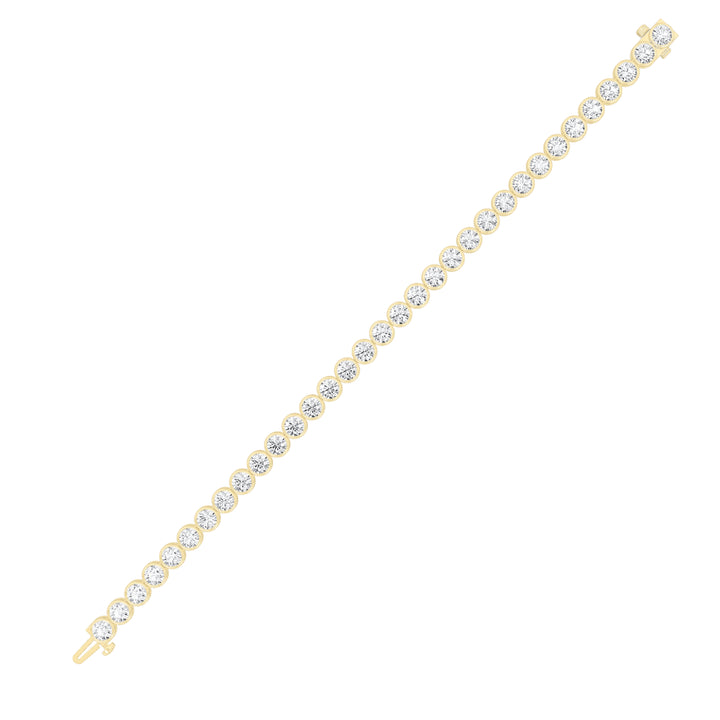 10Cttw Round Shaped Lab Grown Diamond (F/VS) EastWest Bezel Set Bracelet in 14K Gold