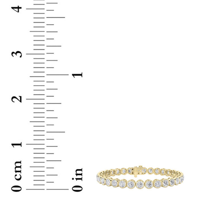 10Cttw Round Shaped Lab Grown Diamond (F/VS) EastWest Bezel Set Bracelet in 14K Gold