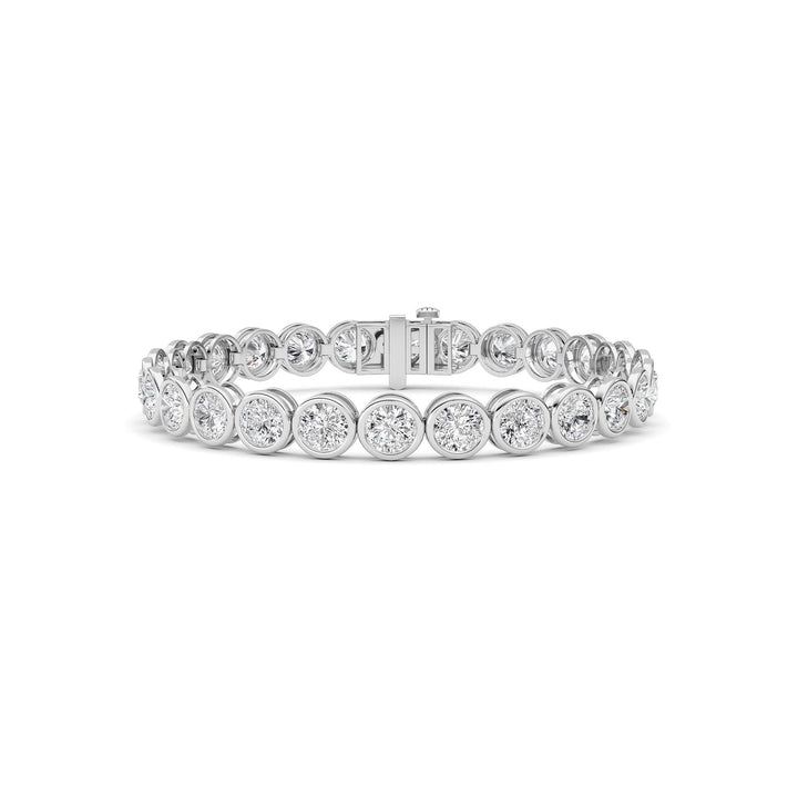 15Cttw Round Lab Grown Diamond (F/VS ) Bezel Set Bracelet in 14K Gold