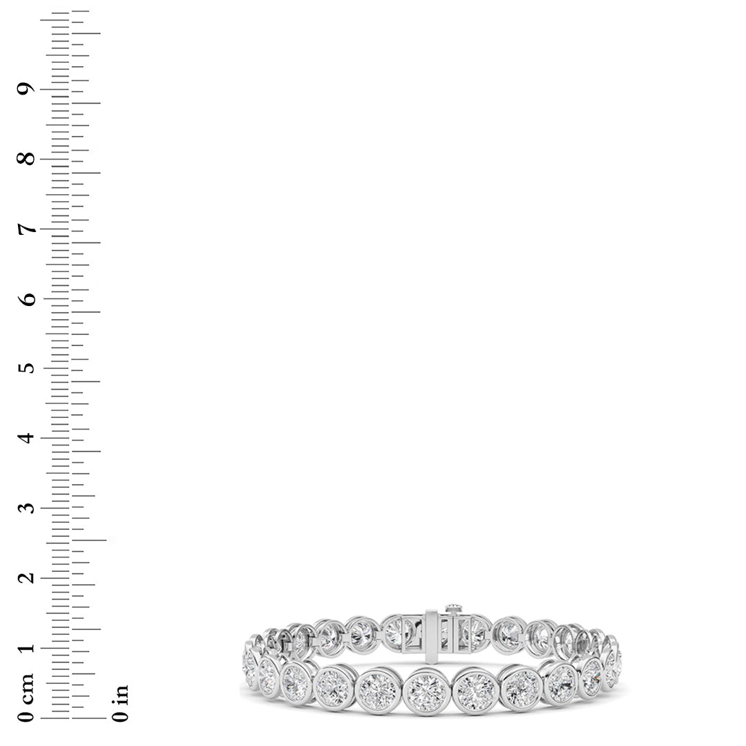 15Cttw Round Lab Grown Diamond (F/VS ) Bezel Set Bracelet in 14K Gold