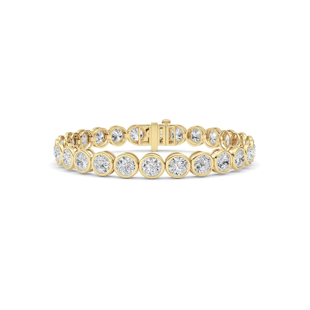 15Cttw Round Lab Grown Diamond (F/VS ) Bezel Set Bracelet in 14K Gold
