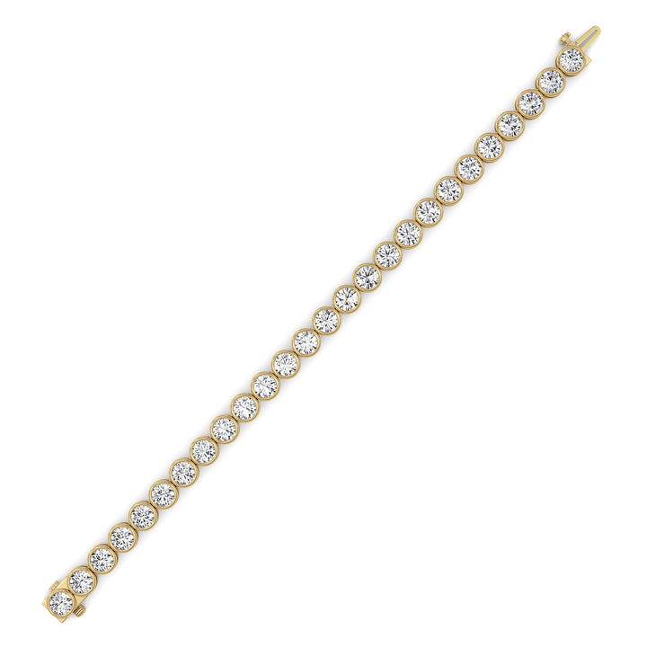 15Cttw Round Lab Grown Diamond (F/VS ) Bezel Set Bracelet in 14K Gold