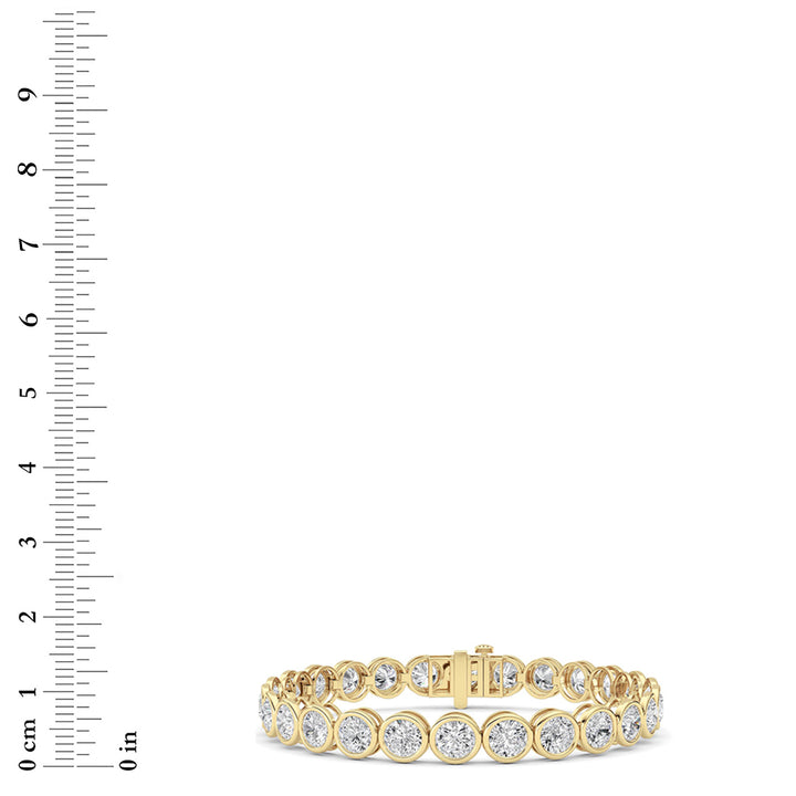 15Cttw Round Lab Grown Diamond (F/VS ) Bezel Set Bracelet in 14K Gold