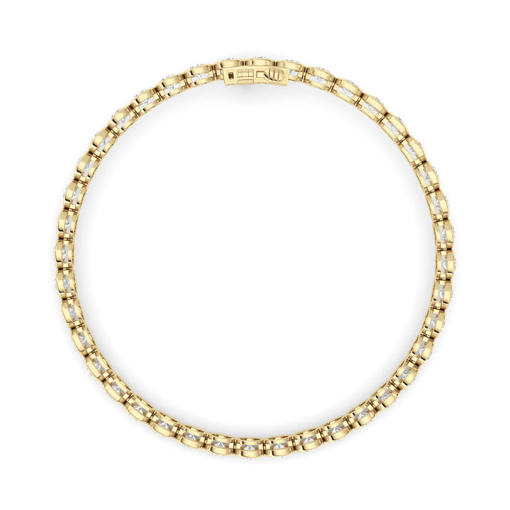 5Cttw Round Lab Grown Diamond (F/VS ) Bezel Set Bracelet in 14K Gold