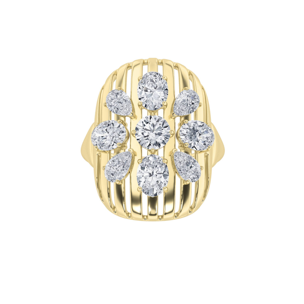 2Cttw Round Shaped Lab Grown Diamond (F/VS) Fashion Ring in 14K Gold