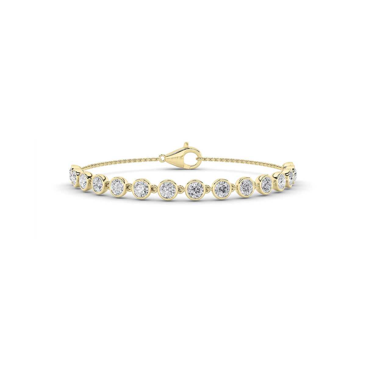 3Cttw Round Shaped Lab Grown Diamond (F/VS) BezelSet Bracelet in 14K Gold