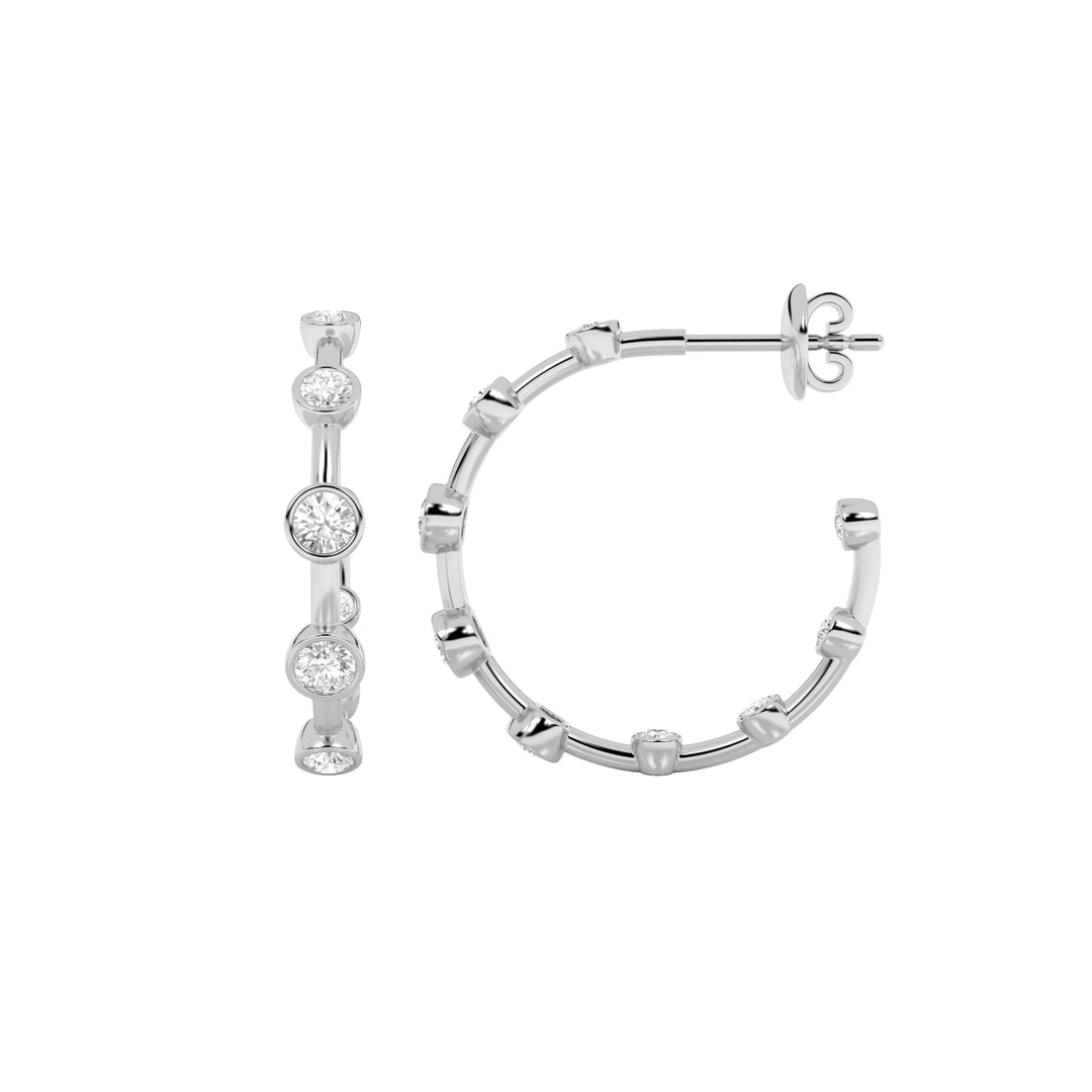 2Cttw Round Shaped Lab Grown Diamond (F/VS) Bezelset Bubble Earrings in 14K Gold