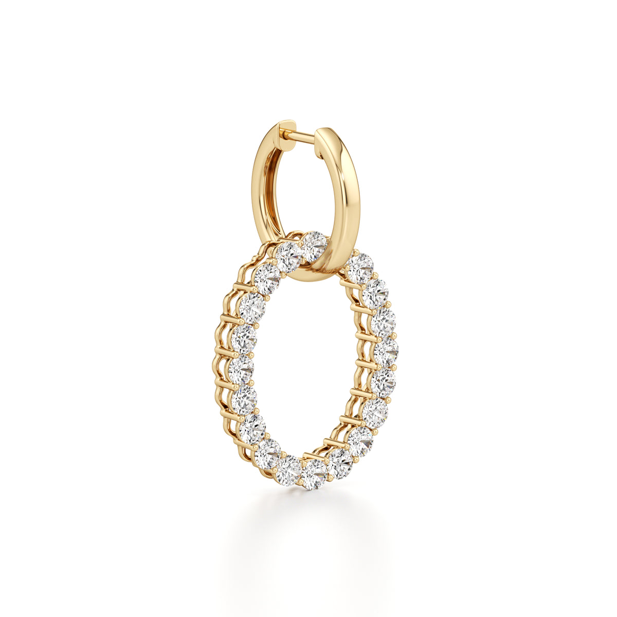 4Cttw Round Shaped Lab Grown Diamond (F/VS) Dangle Pendant and Hoop Earrings in 14K Gold