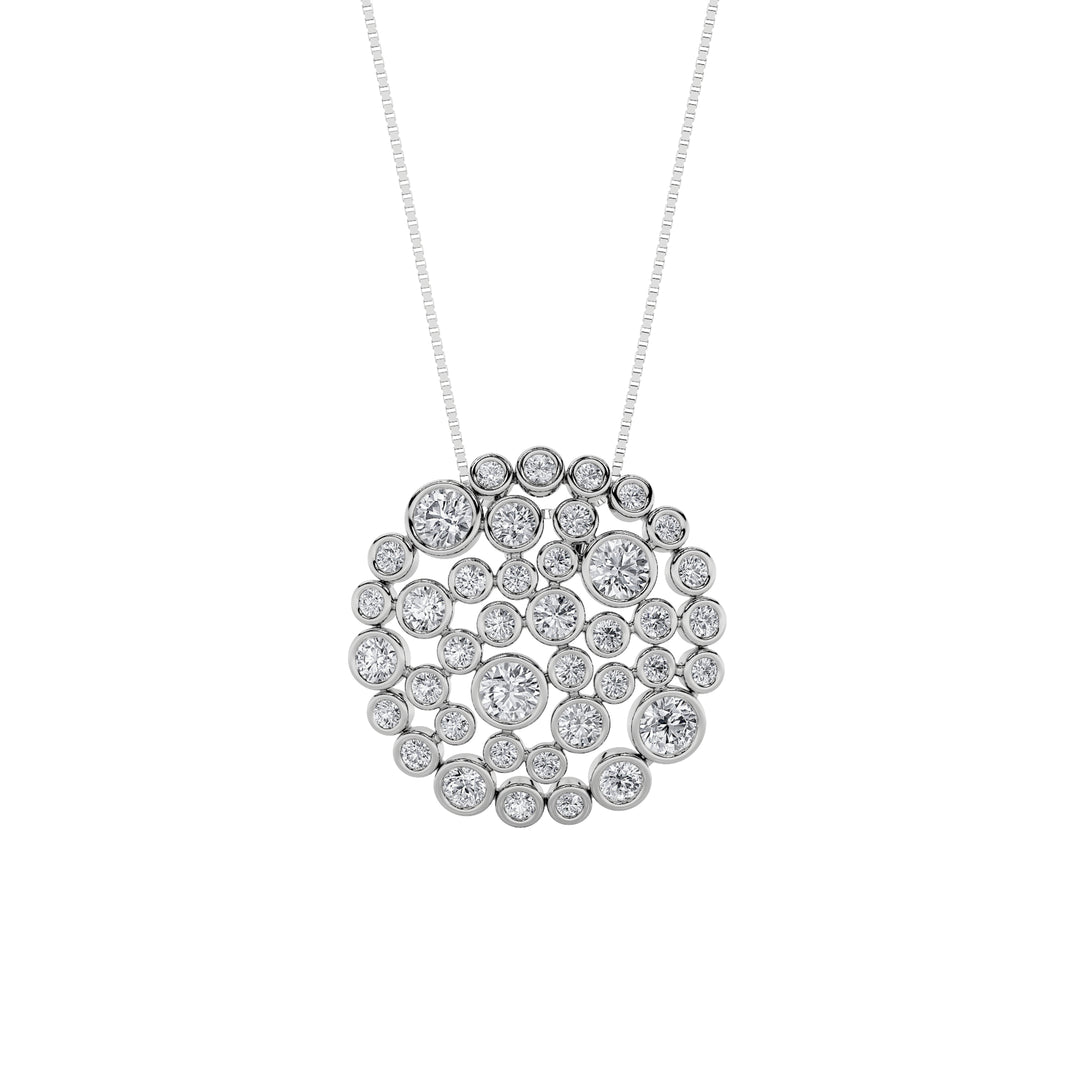 2Cttw Round Shaped Lab Grown Diamond (F/VS) Bezelset Bubble Pendant in 14K Gold