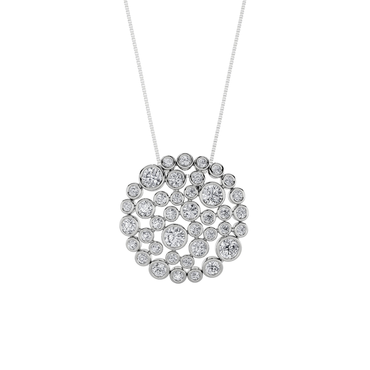 2Cttw Round Shaped Lab Grown Diamond (F/VS) Bezelset Bubble Pendant in 14K Gold