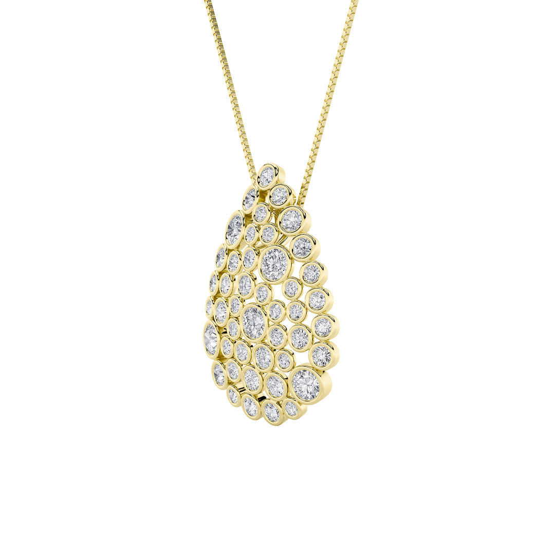 2.5Cttw Round Shaped Lab Grown Diamond (F/VS) Bezel set Bubble Pendant in 14K Gold