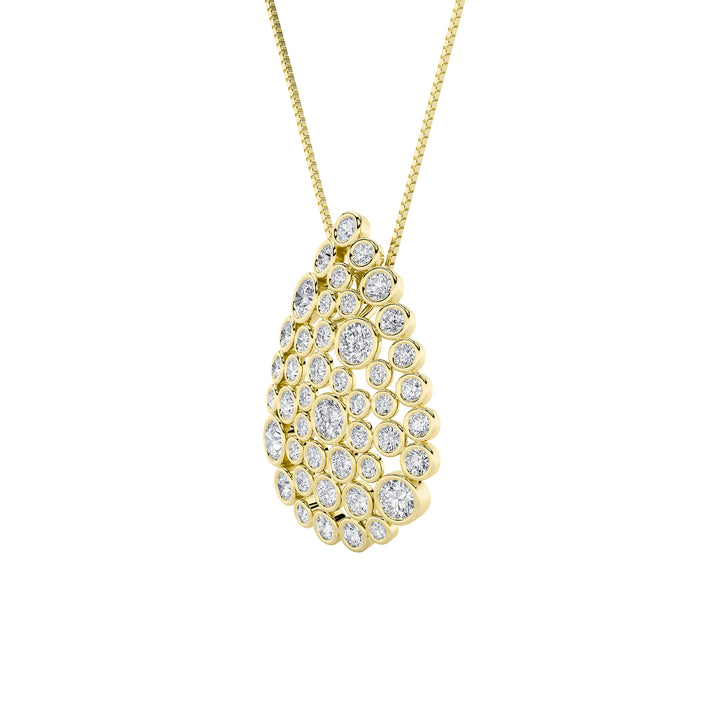 2.5Cttw Round Shaped Lab Grown Diamond (F/VS) Bezel set Bubble Pendant in 14K Gold