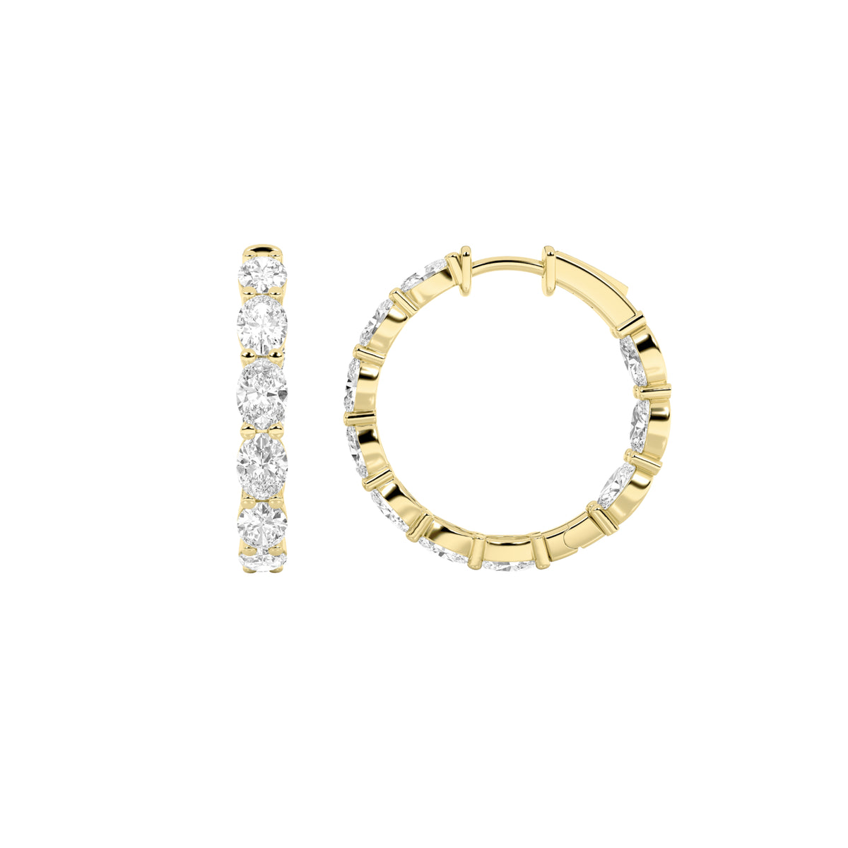 3Cttw Oval Shaped Lab Grown Diamond Inside Out Hoop Earrings in 14K Gold (F/VS)