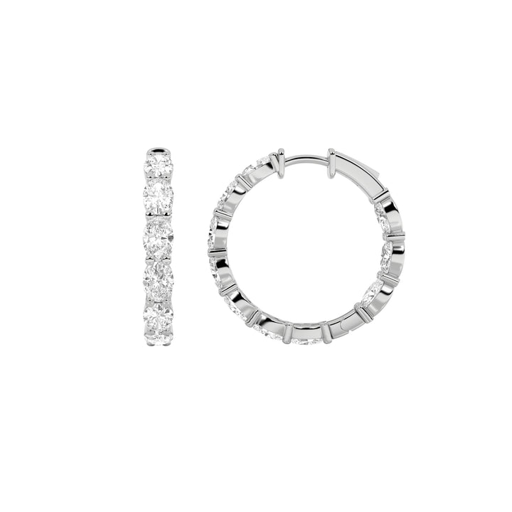 4Cttw Oval Shaped Lab Grown Diamond Inside Out Hoop Earrings in 14K Gold (F/VS)