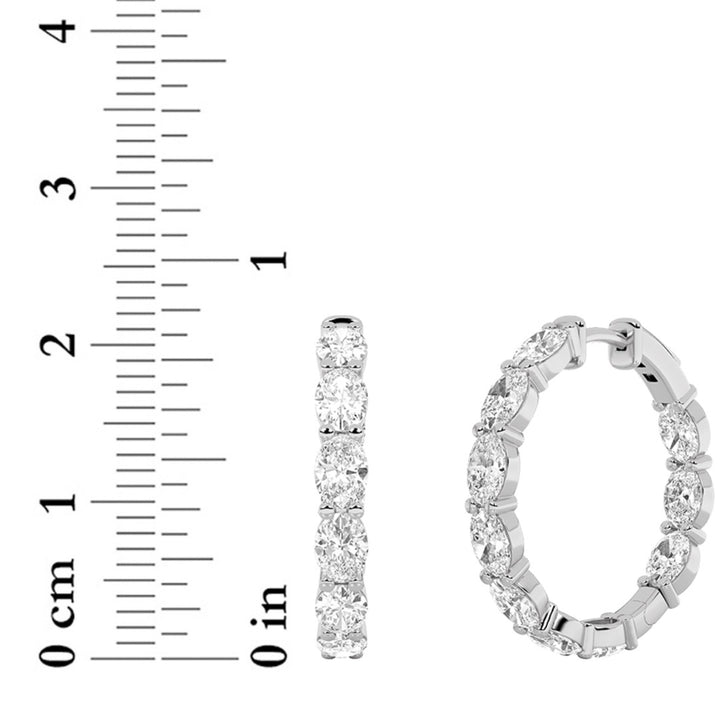 4Cttw Oval Shaped Lab Grown Diamond Inside Out Hoop Earrings in 14K Gold (F/VS)