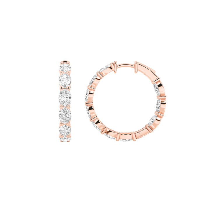 4Cttw Oval Shaped Lab Grown Diamond Inside Out Hoop Earrings in 14K Gold (F/VS)