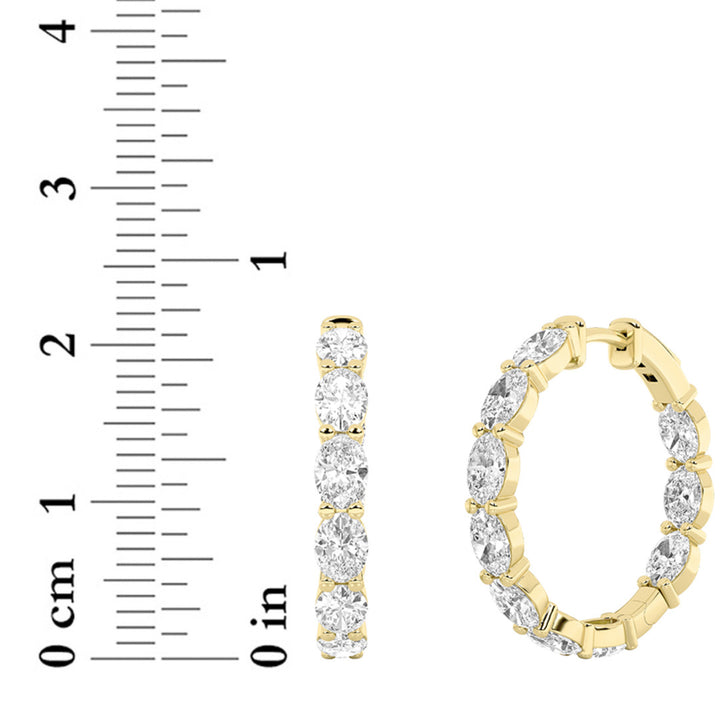 5Cttw Oval Shaped Lab Grown Diamond Inside Out Hoop Earrings in 14K Gold (F/VS)