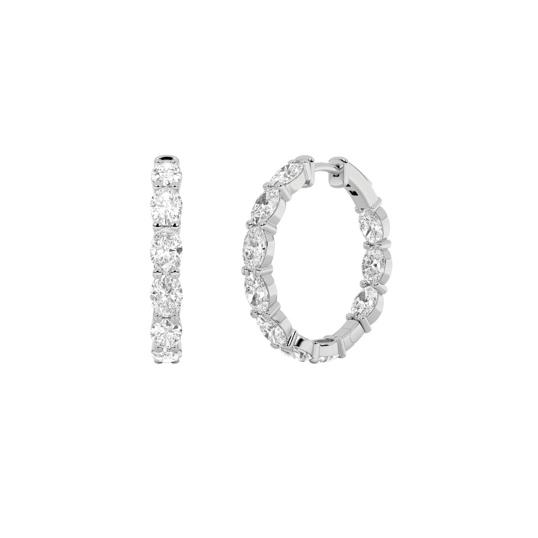 6Cttw Oval Shaped Lab Grown Diamond Inside Out Hoop Earrings in 14K Gold (F/VS)