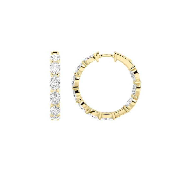 6Cttw Oval Shaped Lab Grown Diamond Inside Out Hoop Earrings in 14K Gold (F/VS)
