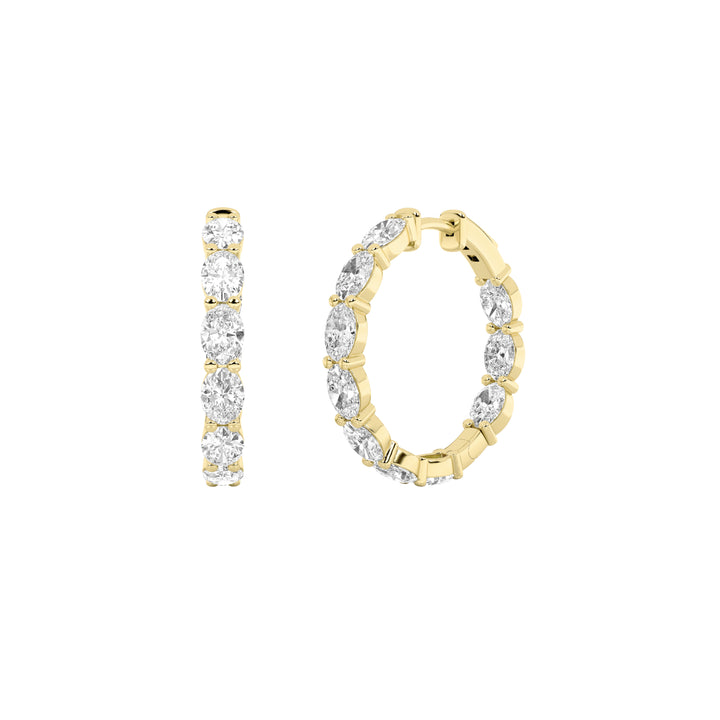 6Cttw Oval Shaped Lab Grown Diamond Inside Out Hoop Earrings in 14K Gold (F/VS)