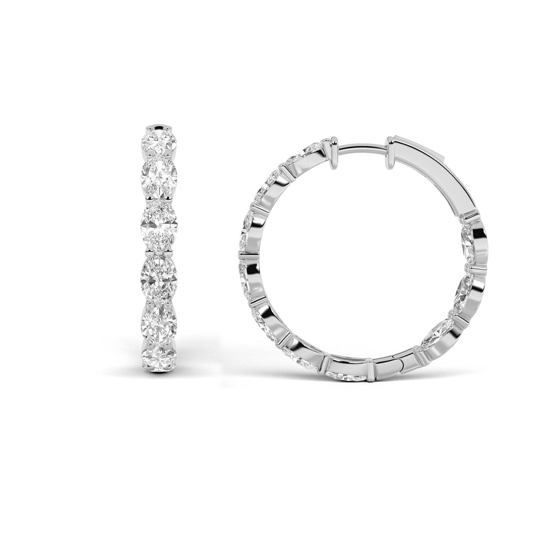 7Cttw Oval Shaped Lab Grown Diamond Inside Out Hoop Earrings in 14K Gold (F/VS)