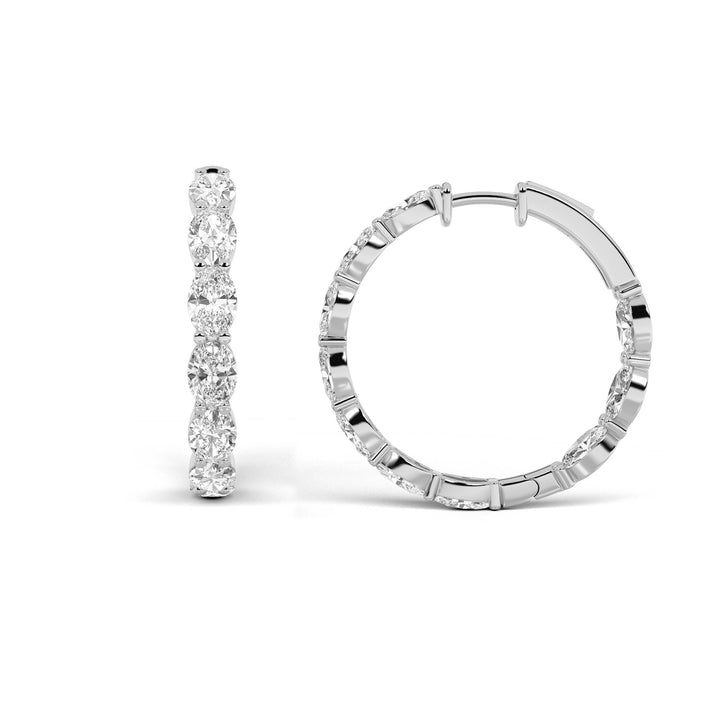 7Cttw Oval Shaped Lab Grown Diamond Inside Out Hoop Earrings in 14K Gold (F/VS)