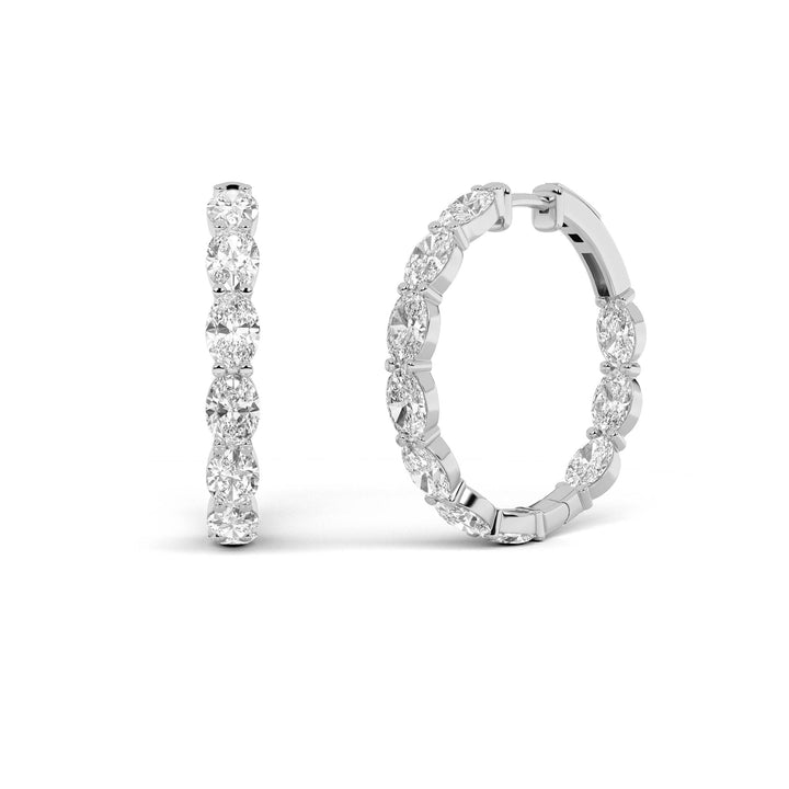 7Cttw Oval Shaped Lab Grown Diamond Inside Out Hoop Earrings in 14K Gold (F/VS)