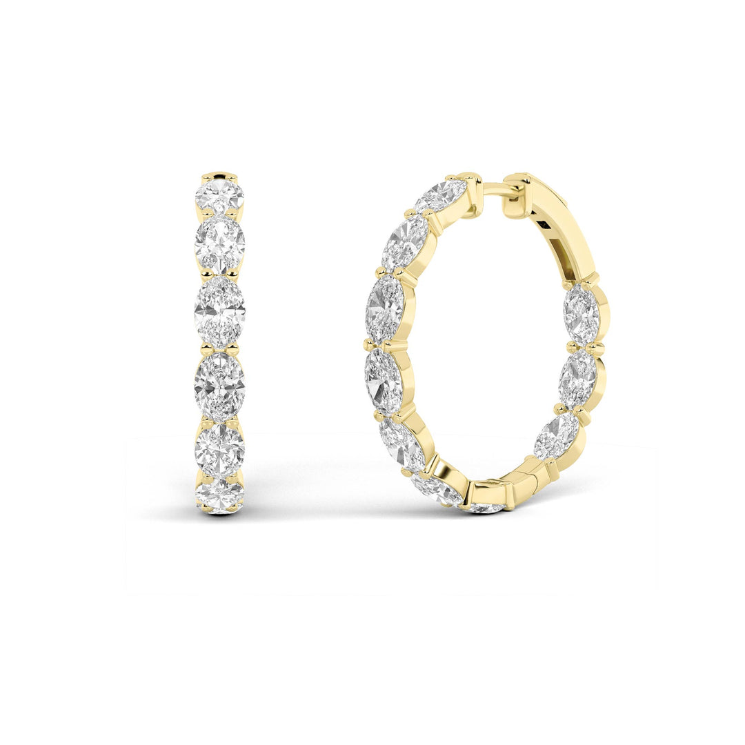 7Cttw Oval Shaped Lab Grown Diamond Inside Out Hoop Earrings in 14K Gold (F/VS)