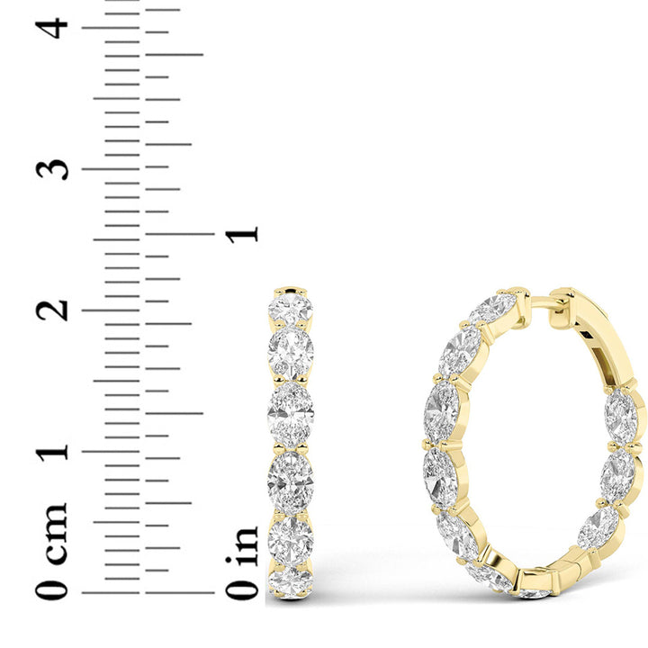 7Cttw Oval Shaped Lab Grown Diamond Inside Out Hoop Earrings in 14K Gold (F/VS)