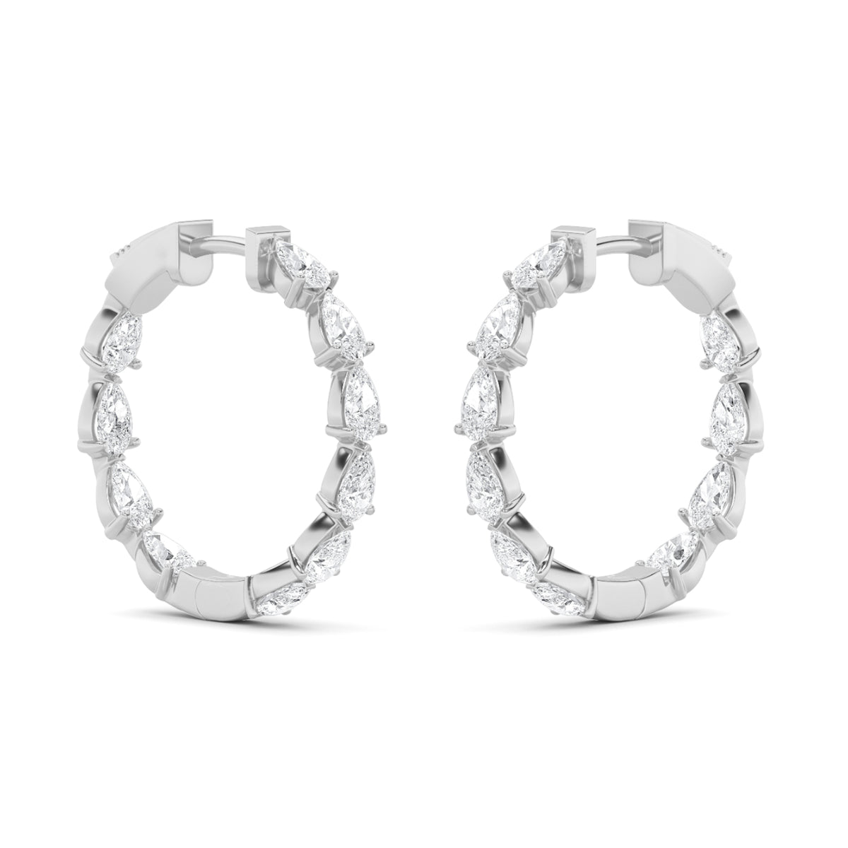 4Cttw Pear Shaped Lab Grown Diamond (F/VS) InsideOut Hoop Earrings in 14K Gold