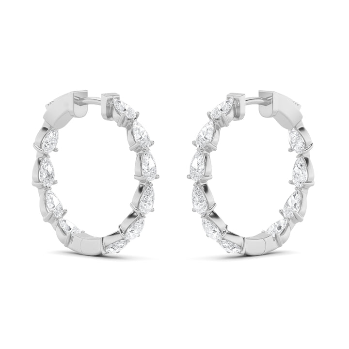 4Cttw Pear Shaped Lab Grown Diamond (F/VS) InsideOut Hoop Earrings in 14K Gold