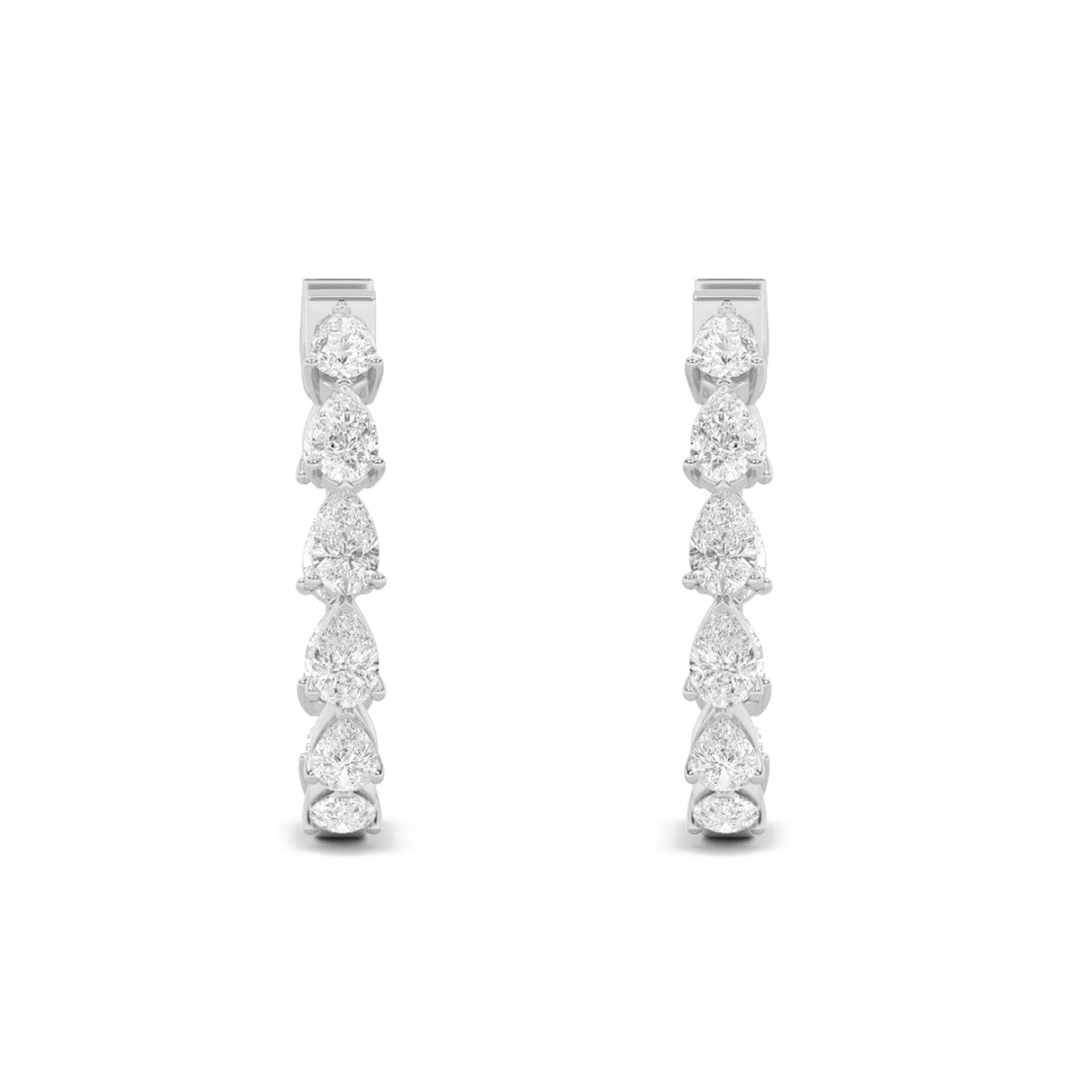4Cttw Pear Shaped Lab Grown Diamond (F/VS) InsideOut Hoop Earrings in 14K Gold