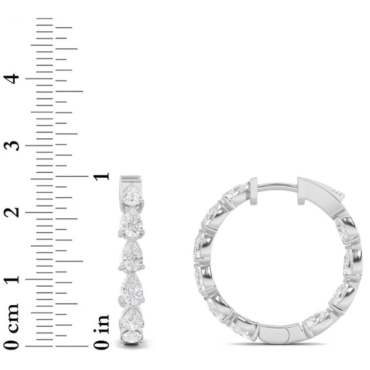 4Cttw Pear Shaped Lab Grown Diamond (F/VS) InsideOut Hoop Earrings in 14K Gold