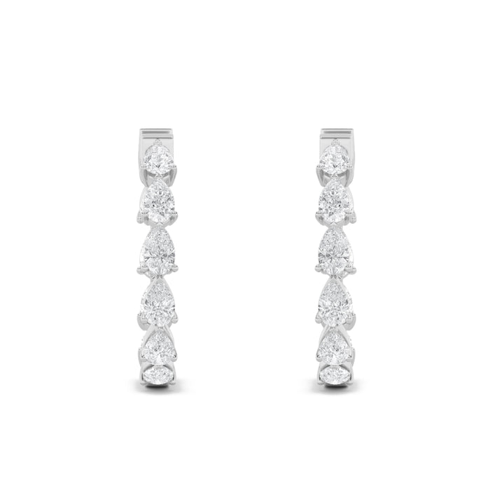 4Cttw Pear Shaped Lab Grown Diamond (G/VS) InsideOut Hoop Earrings in 14K Gold
