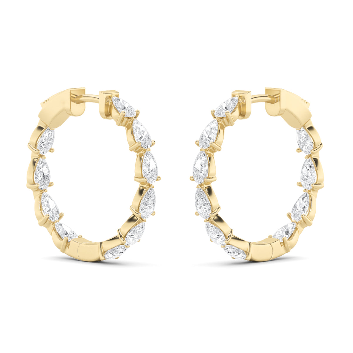 4Cttw Pear Shaped Lab Grown Diamond (F/VS) InsideOut Hoop Earrings in 14K Gold