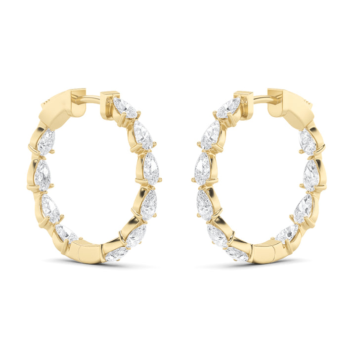 4Cttw Pear Shaped Lab Grown Diamond (F/VS) InsideOut Hoop Earrings in 14K Gold