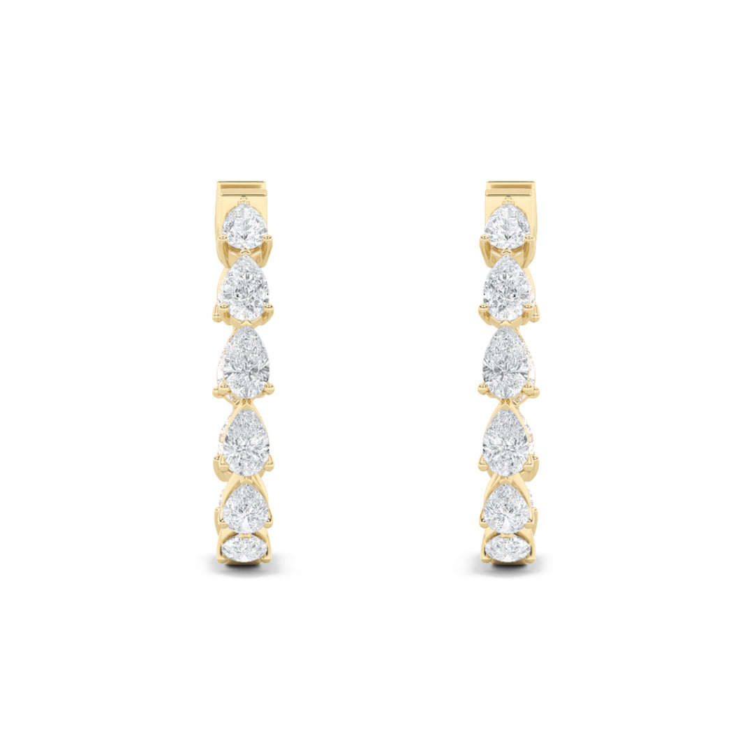 4Cttw Pear Shaped Lab Grown Diamond (F/VS) InsideOut Hoop Earrings in 14K Gold