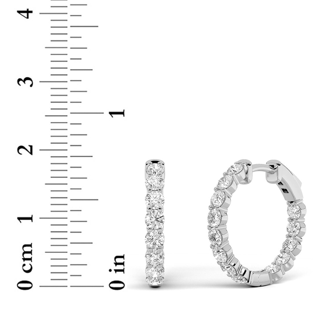 3Cttw Round Shaped Lab Grown Diamond Inside Out Hoop Earrings in 14K Gold (F/VS)
