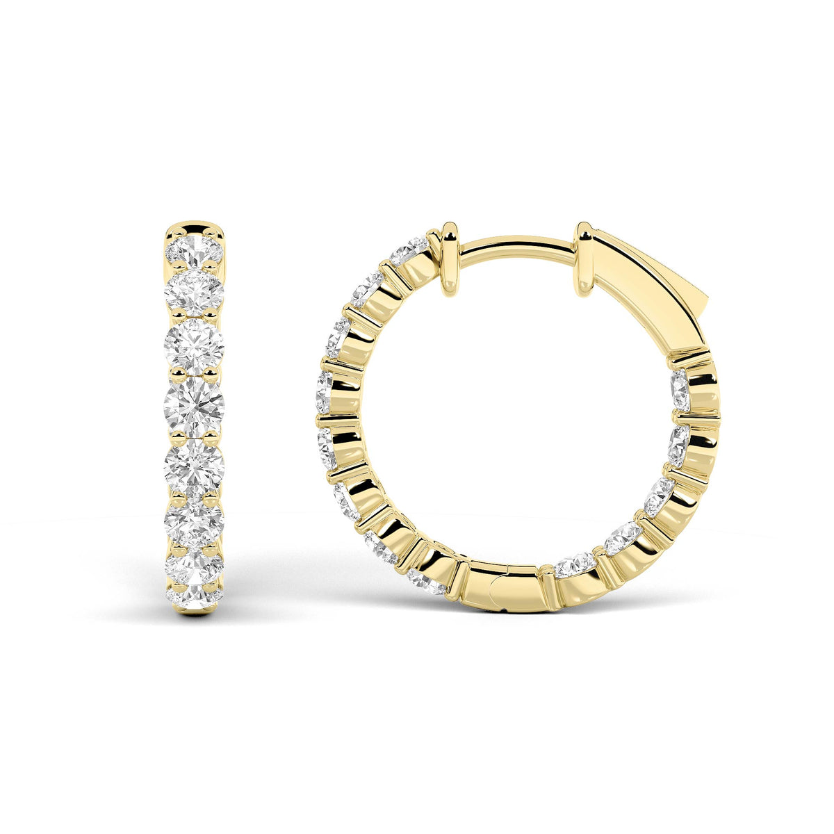 4Cttw Round Shaped Lab Grown Diamond Inside Out Hoop Earrings in 14K Gold (F/VS)
