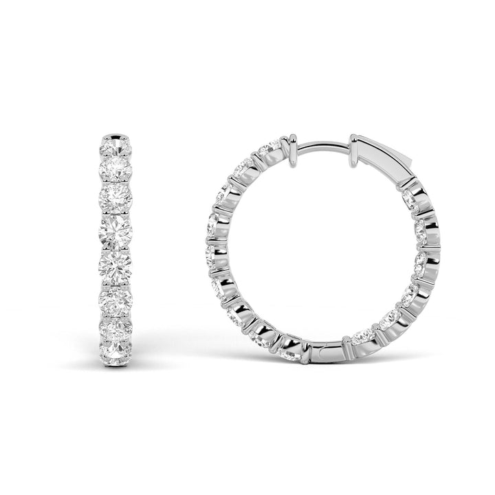 6Cttw Round Shaped Lab Grown Diamond Inside Out Hoop Earrings in 14K Gold (F/VS)