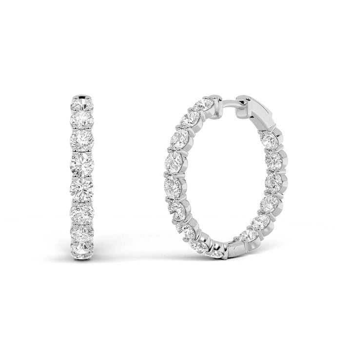 6Cttw Round Shaped Lab Grown Diamond Inside Out Hoop Earrings in 14K Gold (F/VS)