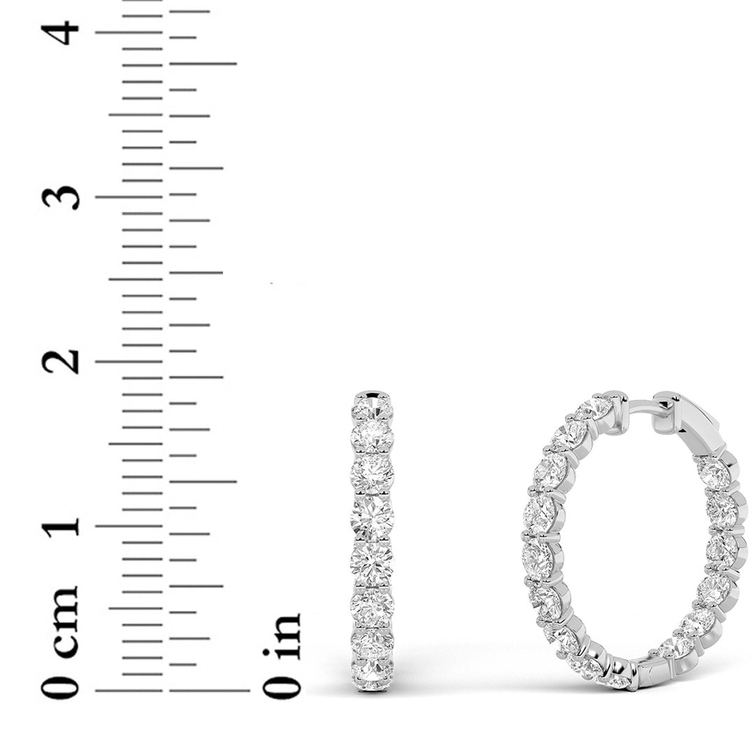 6Cttw Round Shaped Lab Grown Diamond Inside Out Hoop Earrings in 14K Gold (F/VS)