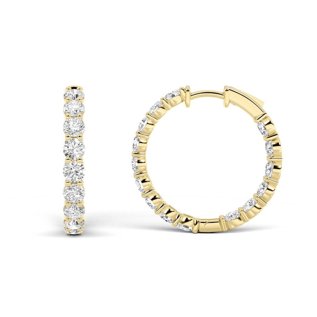 6Cttw Round Shaped Lab Grown Diamond Inside Out Hoop Earrings in 14K Gold (F/VS)