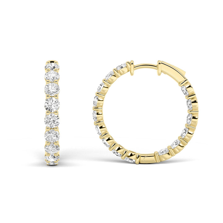 6Cttw Round Shaped Lab Grown Diamond Inside Out Hoop Earrings in 14K Gold (F/VS)