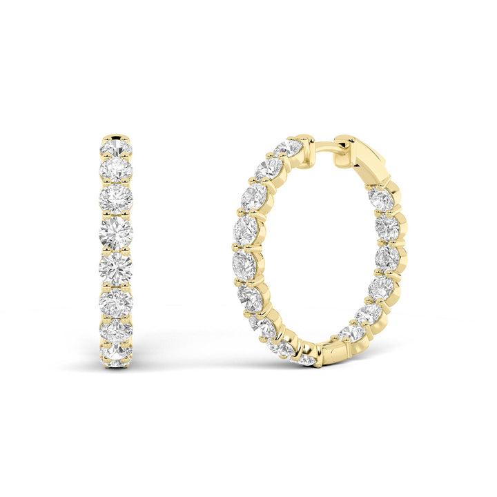 6Cttw Round Shaped Lab Grown Diamond Inside Out Hoop Earrings in 14K Gold (F/VS)